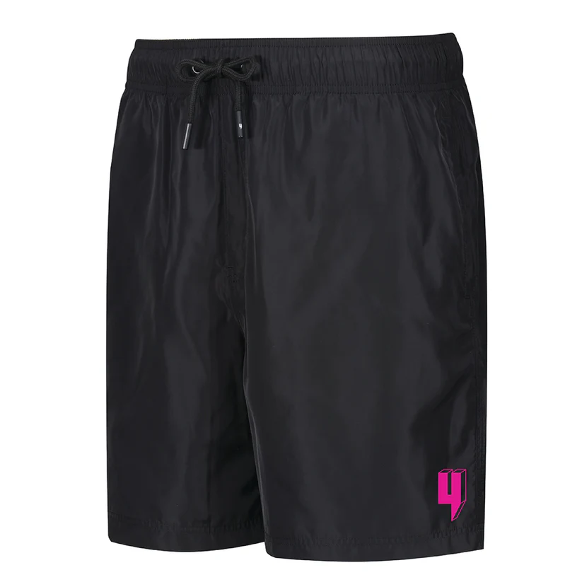 Yelir World 3D Logo Swim Shorts Black Neon Pink Yelir World 3D Logo Swim Shorts Black Neon Pink