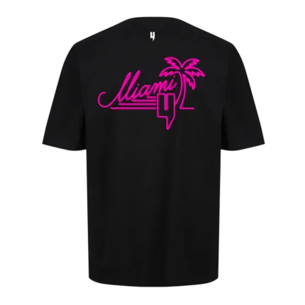 Yelir World Black Relaxed Fit Tee Neon Pink Miami Logo (1)