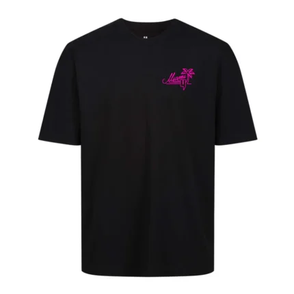 Yelir World Black Relaxed Fit Tee Neon Pink Miami Logo (2)