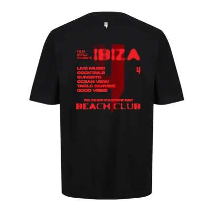 Yelir World Black Relaxed Fit Tee Red Beach Club Logo (2)