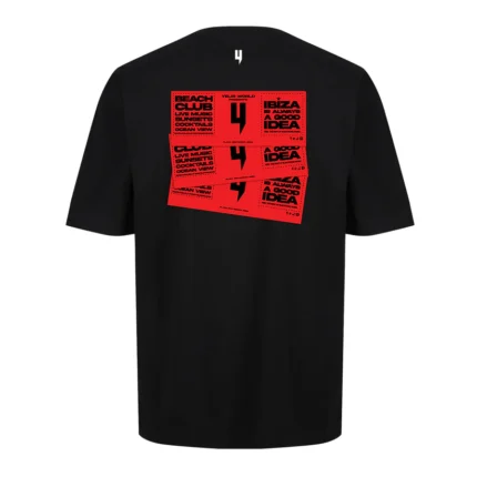 Yelir World Black Relaxed Fit Tee Red Ibiza Ticket Logo (1)