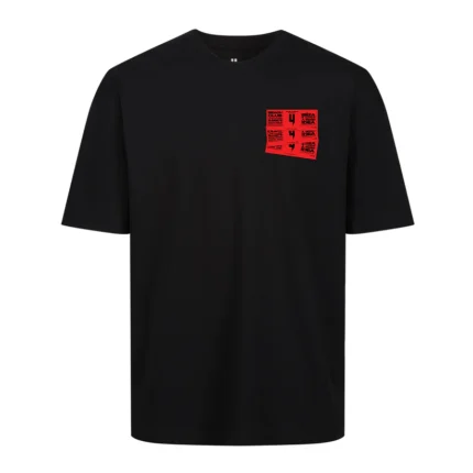 Yelir World Black Relaxed Fit Tee Red Ibiza Ticket Logo (2)