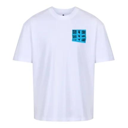 Yelir World White Relaxed Fit Tee Blue Ibiza Ticket Logo (2)